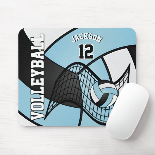 Volleybal 🏐 sport - Licht blauw, wit en zwart Muismat (Met muis)