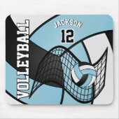 Volleybal 🏐 sport - Licht blauw, wit en zwart Muismat (Voorkant)