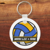 Volleybal Sport Team Blauwe Gele Cirkel Sleutelhan Sleutelhanger (Voorkant)