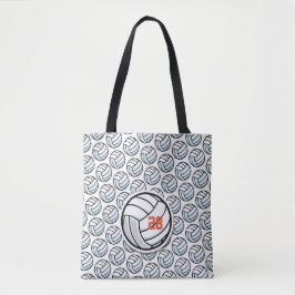 Volleybal Sport Wit Zwart Sinaasappel Teamnummer Tote Bag