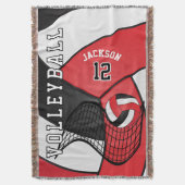 Volleybal 🏐 sportbal in rood, wit en zwart deken (Voorkant Verticaal)