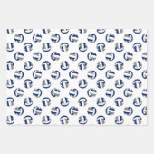 Volleybal sportpatronen coördineren blauw grijs inpakpapier vel (Voorkant 3)