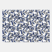 Volleybal sportpatronen coördineren blauw grijs inpakpapier vel (Voorkant)