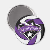 Volleybal Sterspeler - Paarse, Wit en Zwart Magneet (Voorkant / Achterkant)