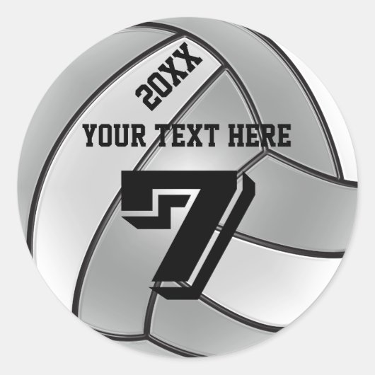 Volleybal Stickers met JAAR, JOUW NAAM, AANTAL (Voorkant)