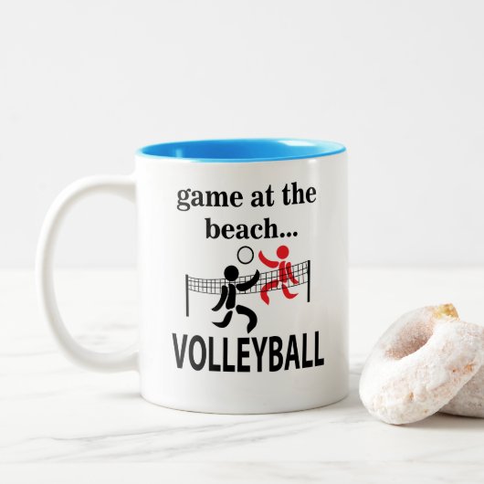 Volleybal Strand Tweekleurige Koffiemok (Met donut)