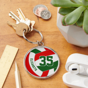 Volleybal Team Gifts Rode Groene School Club Kleur Sleutelhanger