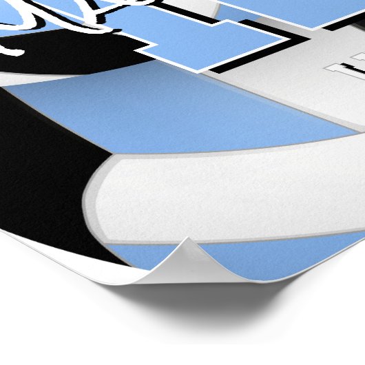 Volleybal Team kleuren met foto's Lt blauw zwart Poster (Hoek)