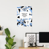 Volleybal Team kleuren met foto's Lt blauw zwart Poster (Thuiskantoor)