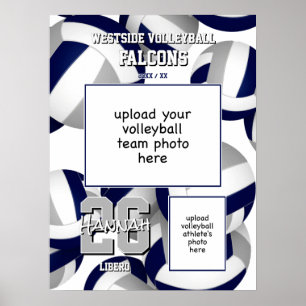 Volleybal Team kleuren met foto's Navy blauw grijs Poster