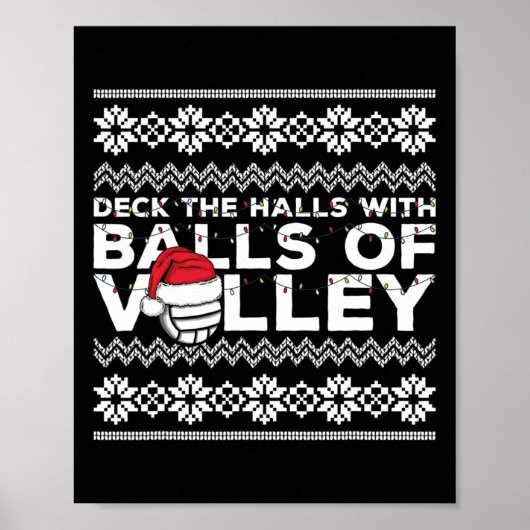 Volleybal Team Lelijke trui Kerstverlichting Sant Poster (Voorkant)