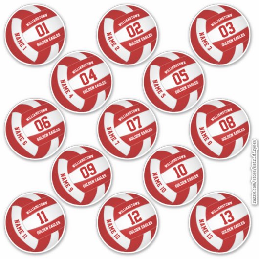 Volleybal Team Party 13 teamleden Custom Sticker (Voorkant)