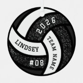 Volleybal Team Speler Black Glitter Kerstmis Metalen Ornament (Voorkant)
