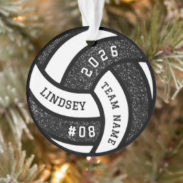 Volleybal Team Speler Black Glitter Kerstmis Ornament