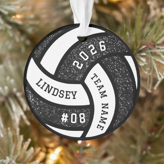 Volleybal Team Speler Black Glitter Kerstmis Ornament (Boom)