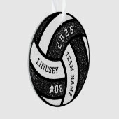 Volleybal Team Speler Black Glitter Kerstmis Ornament (voorkant)