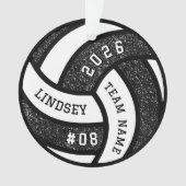 Volleybal Team Speler Black Glitter Kerstmis Ornament (voorkant)