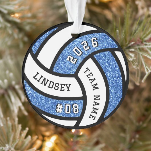Volleybal Team Speler Blue Glitter Kerstmis Ornament (Boom)