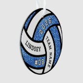 Volleybal Team Speler Blue Glitter Kerstmis Ornament (voorkant)