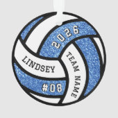 Volleybal Team Speler Blue Glitter Kerstmis Ornament (achterkant)