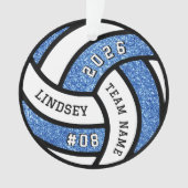 Volleybal Team Speler Blue Glitter Kerstmis Ornament (voorkant)