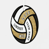 Volleybal Team Speler Gouden Glitter Kerstmis Metalen Ornament (Voorkant links)