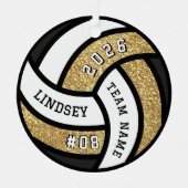 Volleybal Team Speler Gouden Glitter Kerstmis Metalen Ornament (Voorkant)