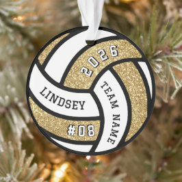 Volleybal Team Speler Gouden Glitter Kerstmis Ornament