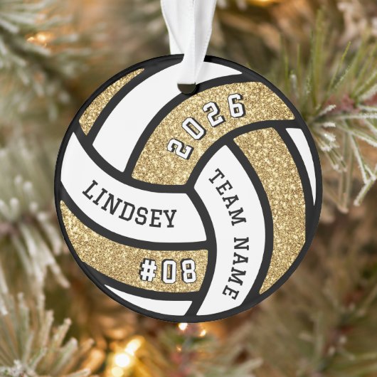 Volleybal Team Speler Gouden Glitter Kerstmis Ornament (Boom)