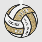 Volleybal Team Speler Gouden Glitter Kerstmis Ornament (achterkant)
