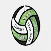 Volleybal Team Speler Green Glitter Kerstmis Metalen Ornament (Voorkant links)