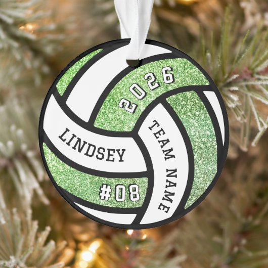 Volleybal Team Speler Green Glitter Kerstmis Ornament (Boom)
