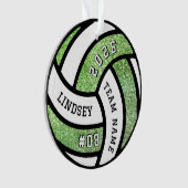 Volleybal Team Speler Green Glitter Kerstmis Ornament (voorkant)
