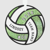 Volleybal Team Speler Green Glitter Kerstmis Ornament (achterkant)
