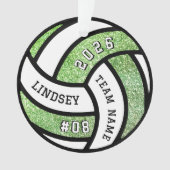 Volleybal Team Speler Green Glitter Kerstmis Ornament (voorkant)