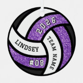 Volleybal Team Speler Paarse Glitter Kerst Metalen Ornament (Voorkant)
