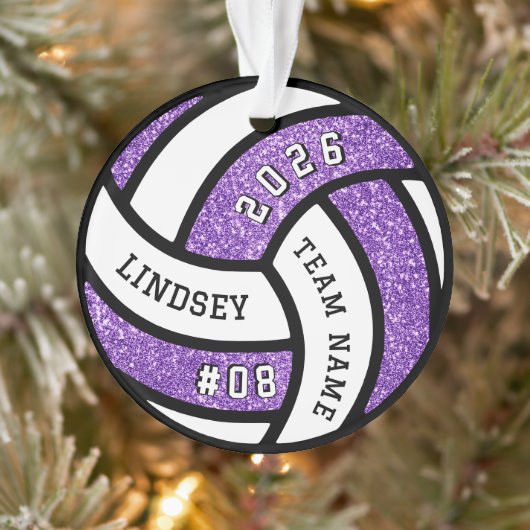 Volleybal Team Speler Paarse Glitter Kerst Ornament (Boom)
