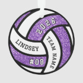 Volleybal Team Speler Paarse Glitter Kerst Ornament (achterkant)