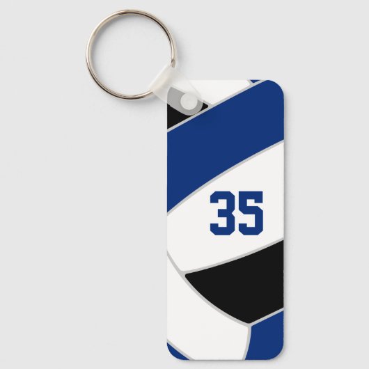 Volleybal Team Spirit Gifts Zwart Blauw Sleutelhanger (Voorkant)