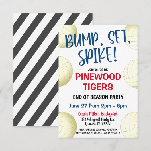 VOLLEYBAL TEAM UITNODIGING (Voorkant / Achterkant)