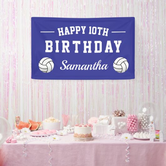 Volleybal thema Happy Birthday party op maat Spandoek (Feest)