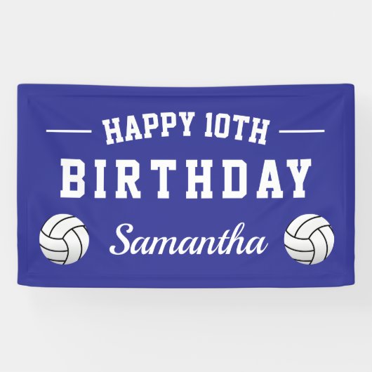 Volleybal thema Happy Birthday party op maat Spandoek (Horizontaal)