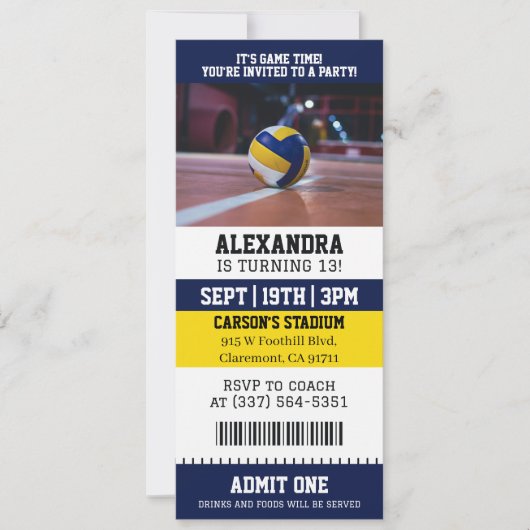 Volleybal Ticket Verjaardag Kaart (Voorkant)