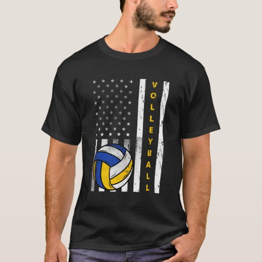 Volleybal US Flag Volleybal T-shirt (Voorkant)