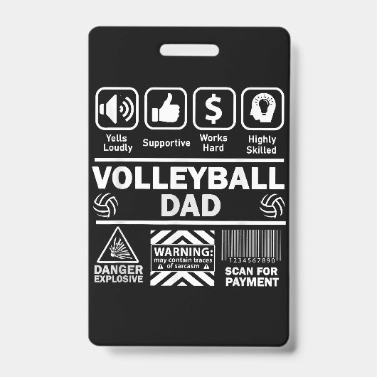 Volleybal Vader Grappige Inhoud van Sport Vader Badge (Voorzijde)