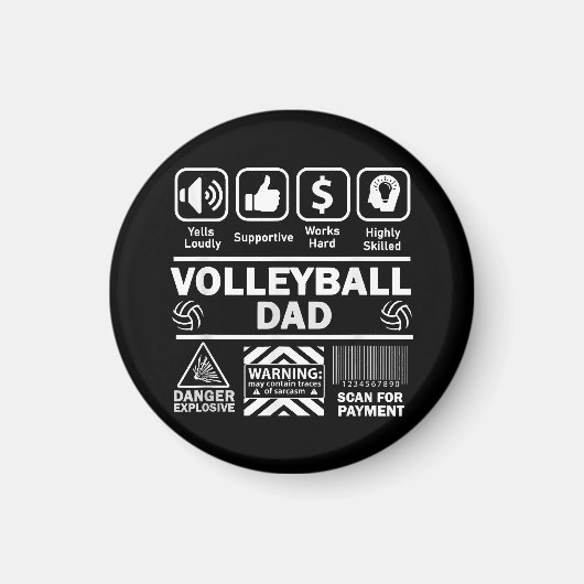 Volleybal Vader Grappige Inhoud van Sport Vader Magneet (Voorkant)