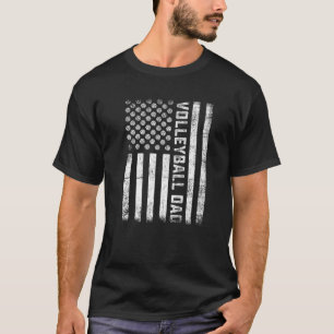  volleybal Vader Verenigde Staten Flag Retro Fathe T-shirt