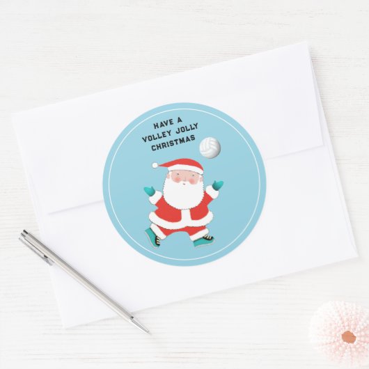 Volleybal vakantie ronde sticker (Envelop)