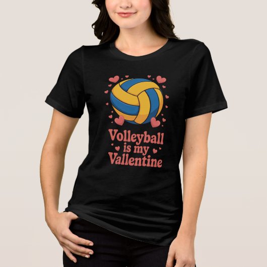Volleybal Valentijnsshirt Ontwerp Tri-Blend Shirt (Voorkant)