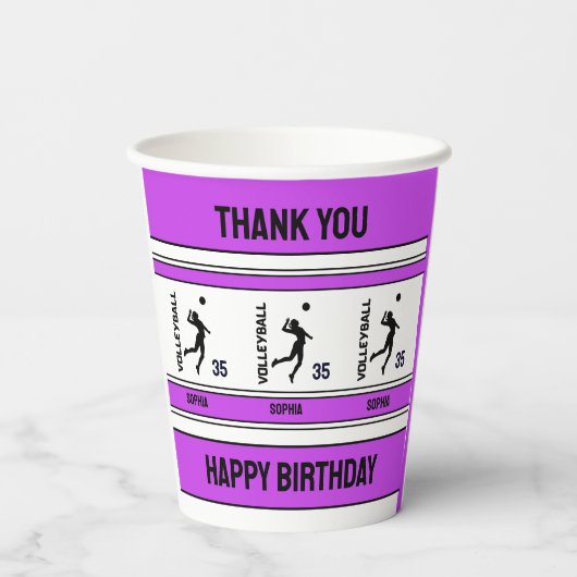 Volleybal Verjaardag Gift, Volleybal Meisje Speler Papieren Bekers (Achterkant)